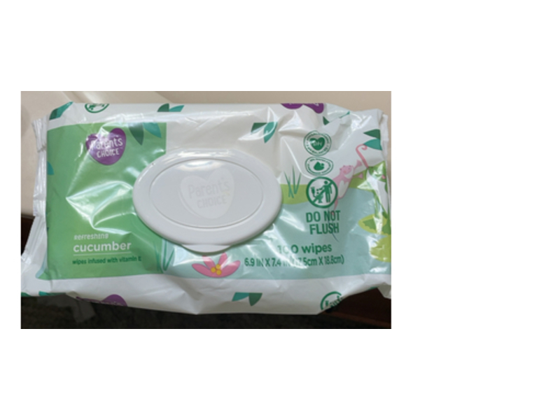 Parent's Choice Refreshing Cucumber Baby Wipes, 100 Count, Pack Of 12