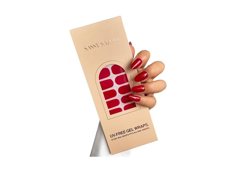 Sassy Saints Uv Free Gel Nail Wraps, Red Alert, 22 Count