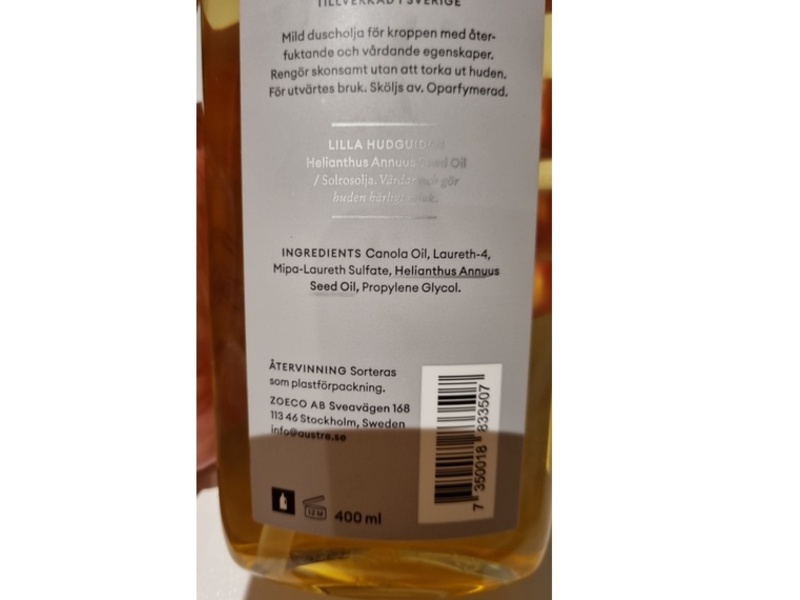 Austre Shower Oil, Unscented, 400 mL