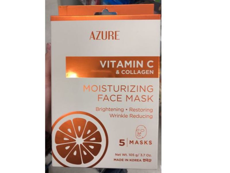 Azure Vitamin C & Collagen Moisturizing Face Mask, 3.7 oz/105 g, 5 Count