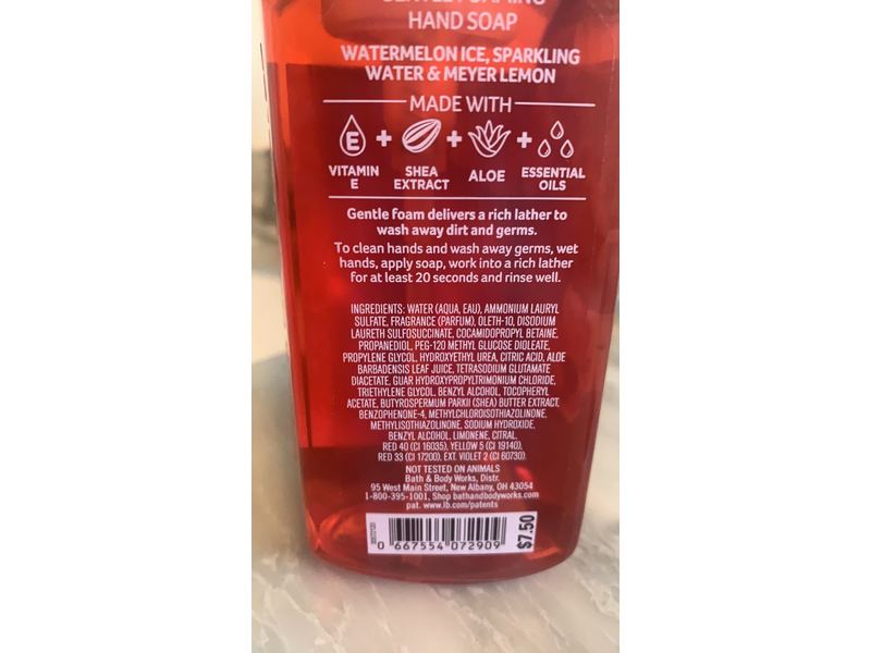 Bath & Body Works Gentle Foaming Hand Soap, Watermelon, Lemonade, 8.75 fl oz/259 ml