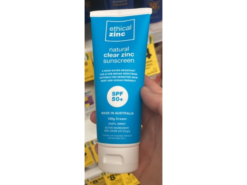 Ethical Zinc Natural Clear Zinc Sunscreen Cream, SPF 50+, 100 g