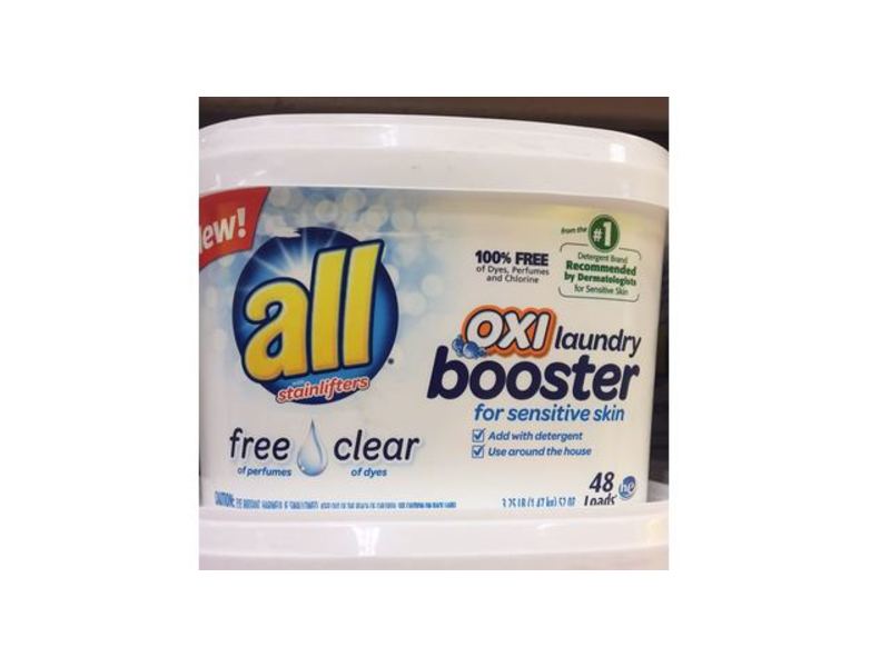 All With Stainlifter Oxi Laundry Booster, Free & Clear, Sensitive, 48 Loads, 52 oz/1.47 Kg