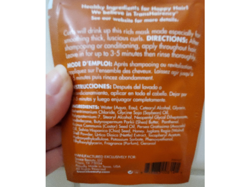 Sauce Beauty Smoothing Curl Hair Mask, Honey, Shea Butter & Chis, 1 fl oz/30 mL