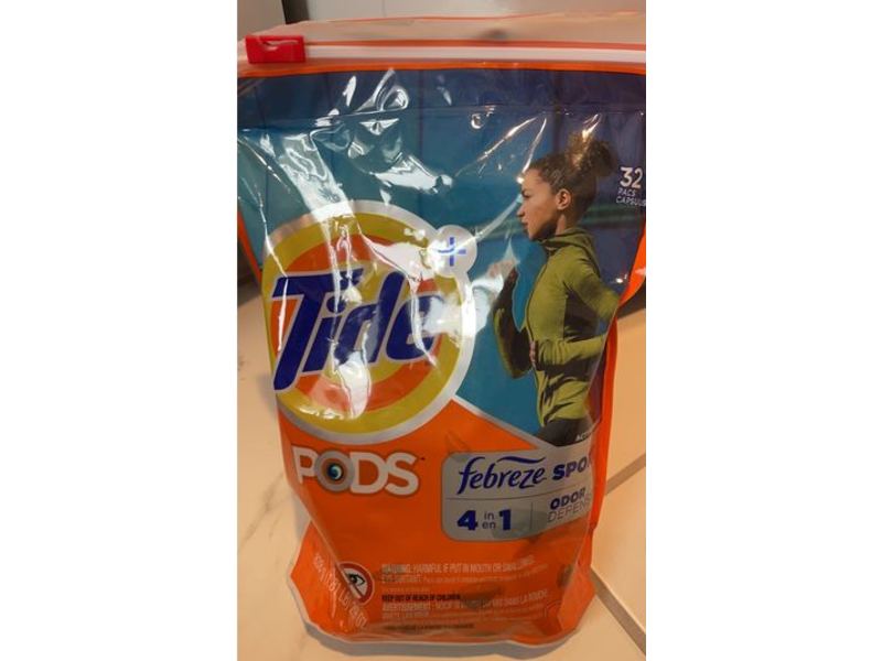 Tide Pods Plus Laundry Pacs, Febreze Sport Odor Defense, Active Fresh, 29 oz/838 g, 32 Count