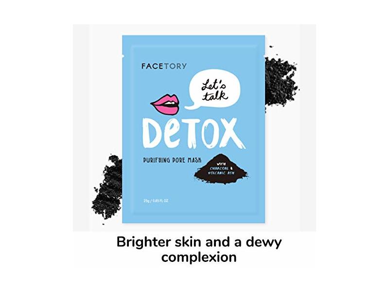 FaceTory Let's Talk, Detox Purifying Charcoal Sheet Mask - Detoxifying and Purifying (Pack of 5)
