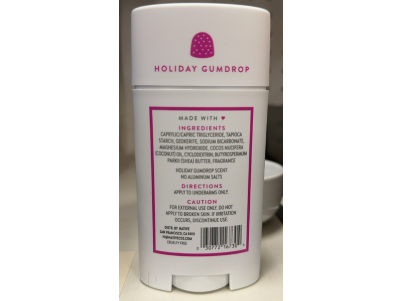 Native Deodorant, Holiday Gumdrop, 2.65 oz/75 g