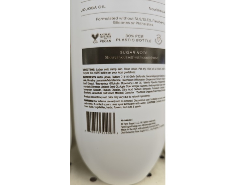 Raw Sugar Gentle & Hydrating Body Wash, Cedarleaf Mint, 20 fl oz/591 mL