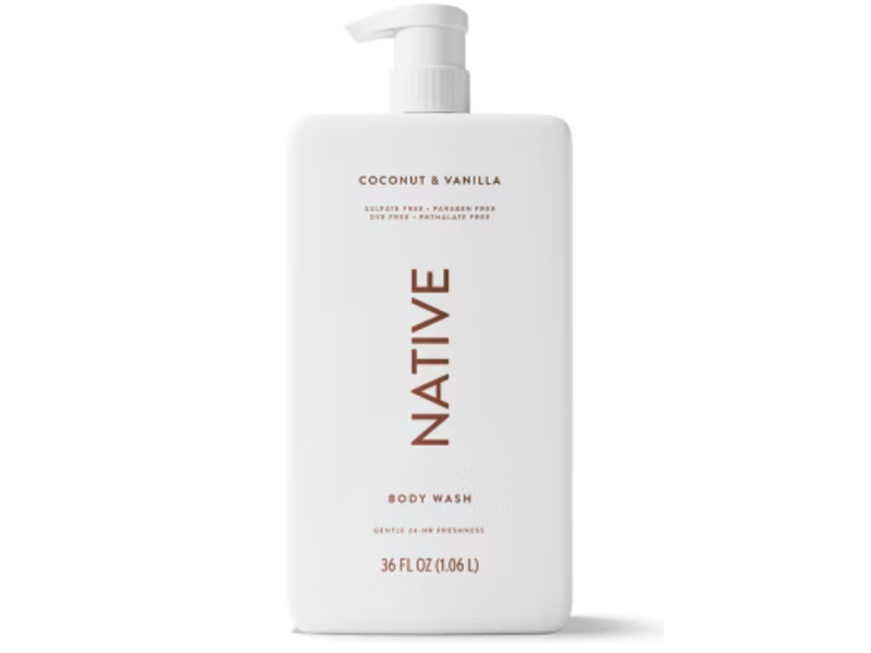 Native Body Wash, Coconut & Vanilla, 36 fl oz/1.06 L.
