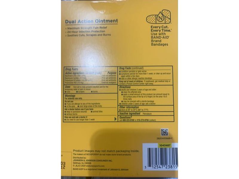 Neosporin First Aid Antibiotic Pain Relief Ointment, 2 oz/56.7 g, Pack Of 3