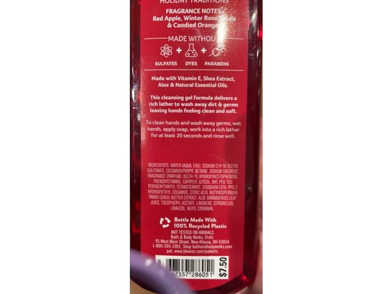 Bath & Body Works Cleansing Gel Hand Soap, Winter Candy Apple, 8 fl oz/236 mL