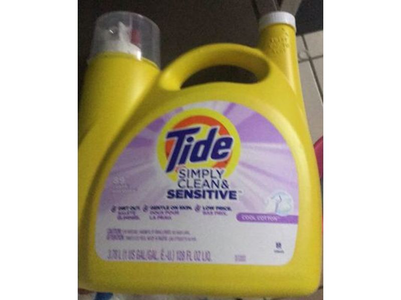 Tide Simply Clean & Sensitive Laundry Detergent, Cool Cotton, 89 Loads, 128 fl oz/3.78 L