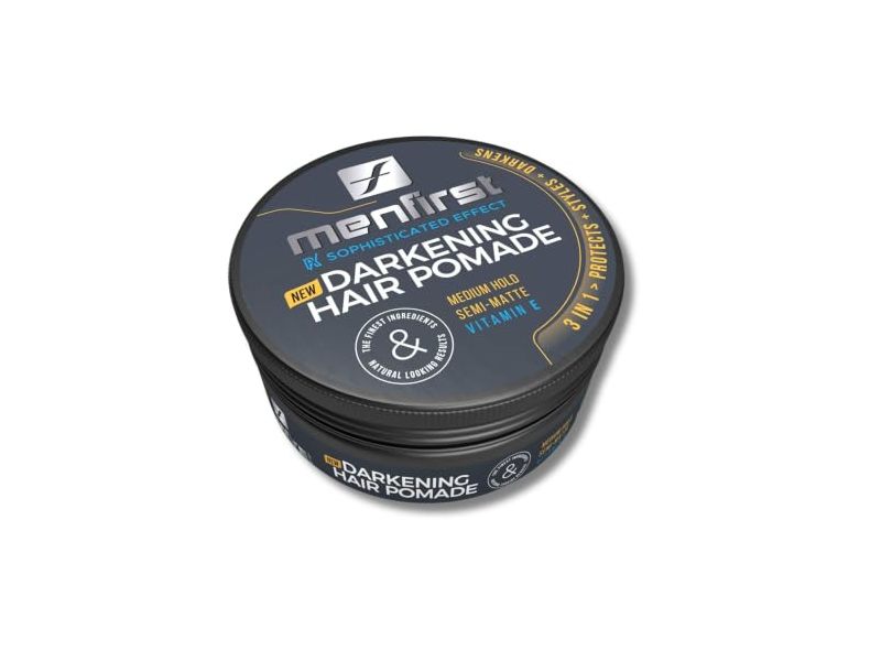 Menfirst Darkening Hair Pomade, Medium Hold, Black, 3 oz