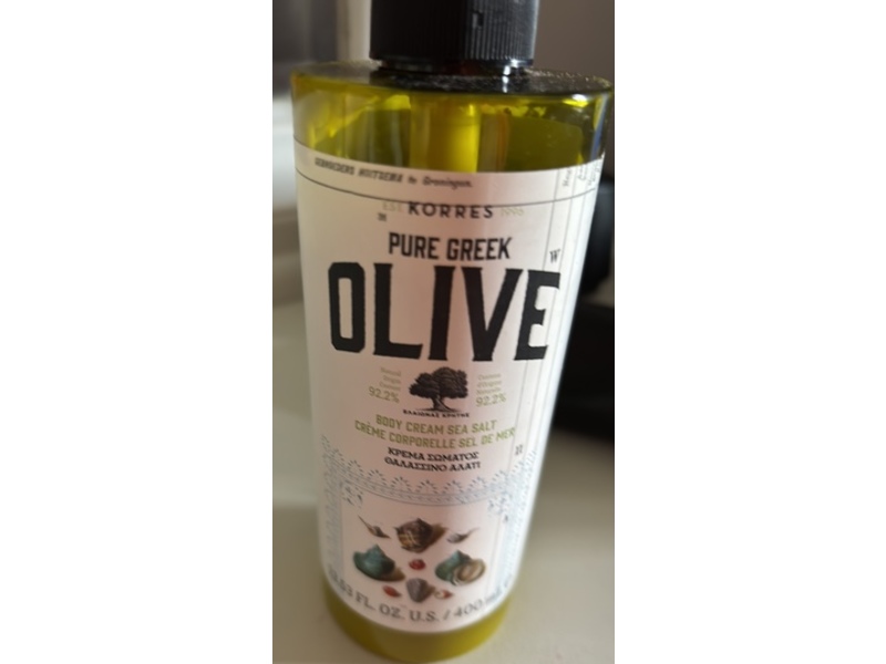 Korres Pure Greek Olive Body Cream, Sea Salt, 13.53 fl oz/400 mL