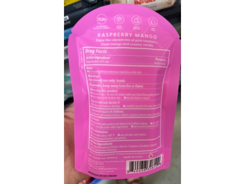 Scent Theory Moisturizing Hand Sanitizer spray, Raspberry Mango, 1 fl oz/30 mL