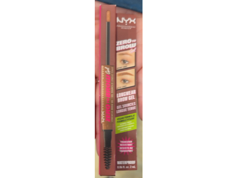 Nyx Professional Makeup Zero To Brow Longwear Eyebrow Gel, Auburn, 0.06 fl oz/2 mL