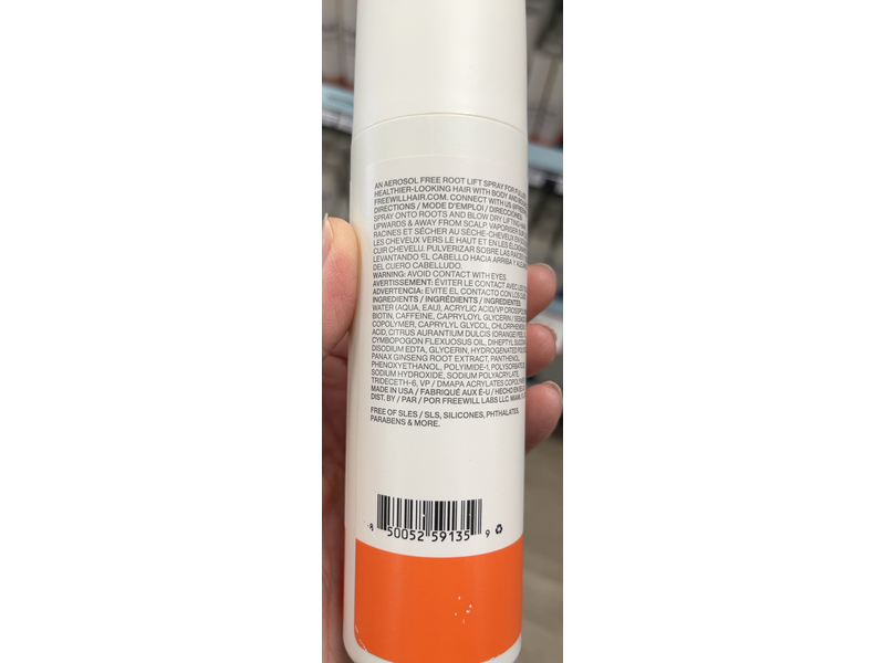 Freewill Volumizing Root Lift Spray, 6 oz/177 mL