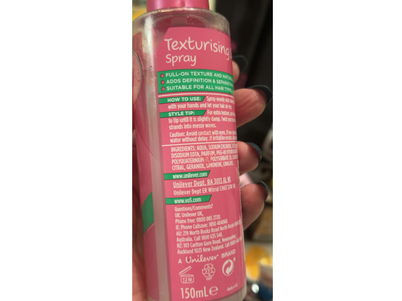 VO5 Texturising Sea Salt Spray, 150mL