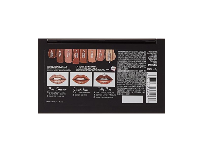 L'Oreal Paris Cosmetics Colour Riche La Palette Lip, Nude, 0.14 Ounce