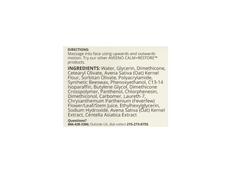 Aveeno Calm + Restore Oat Gel Moisturizer, Fragrance Free, 1.7 oz/48 g