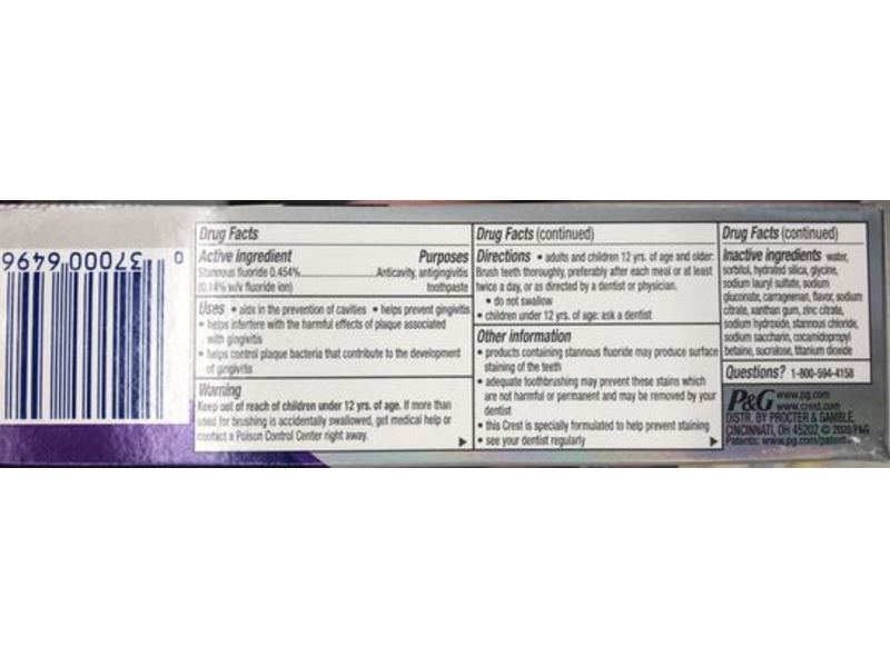 Crest Pro Health Advanced Gum Restore Whitening Toothpaste, 3.7 oz/104 g, Pack of 2