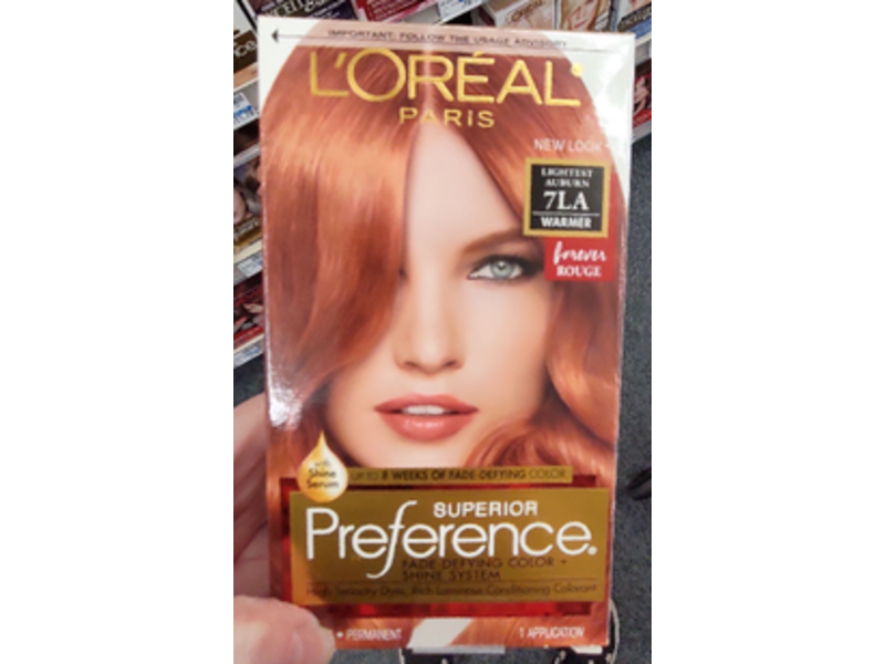 L'Oréal Paris Superior Preference Fade-Defying + Shine Permanent Hair Color, 7LA Lightest Auburn, 1 Application