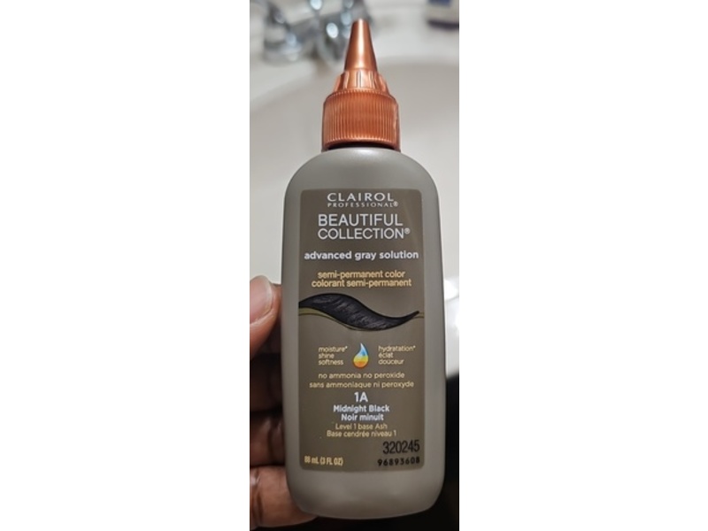 Clairol Professional Beautiful Collection Advanced Gray Solution, 1A Midnight Black, 3 fl oz/88 ml