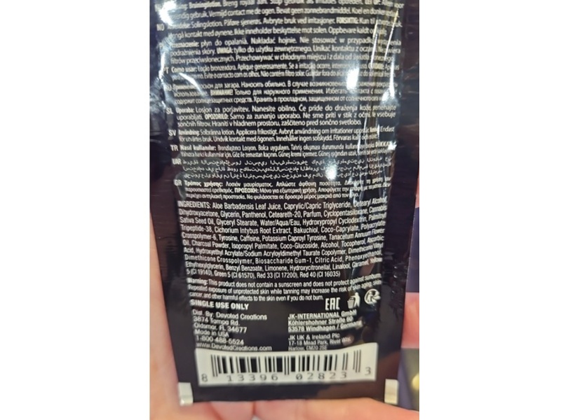 Devoted Creations Black Velvet Anti Orange Bronzer Dark Tanning Lotion, Mattifying Black, 0.5 fl oz/15 mL