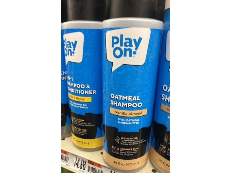 Play On Oatmeal Shampoo, Vanilla Almond, 16 fl oz/473 mL