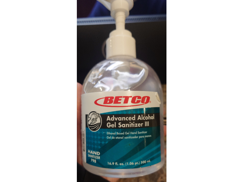 Betco Advanced Alcohol Gel Hand Sanitizer III, Ethanol, 16.9 fl oz/500 mL