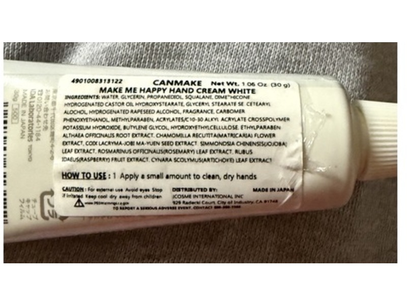 Canmake Make Me Happy Hand Cream, White, 1.06 oz/30 g