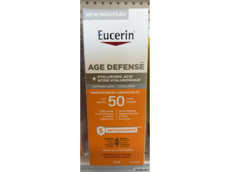 Eucerin Age Defense + Hyaluronic Acid Lightweight Lotion, SPF 50, 75 mL