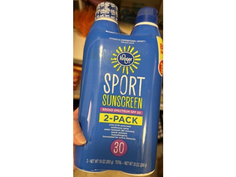 Kroger Sport Sunscreen, SPF 30, 20 oz/566 g, Pack Of 2