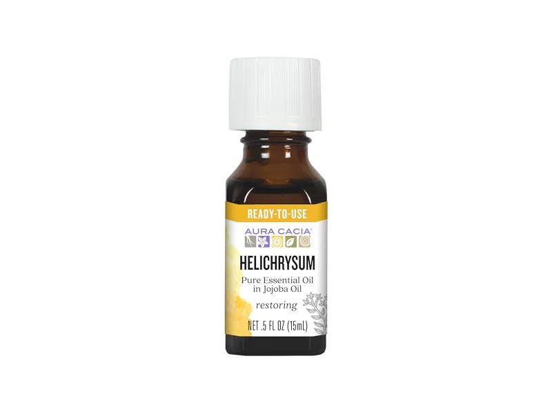 Aura Cacia Helichrysum Pure Essential Oil, Jojoba Oil, 5 fl oz/15 ml