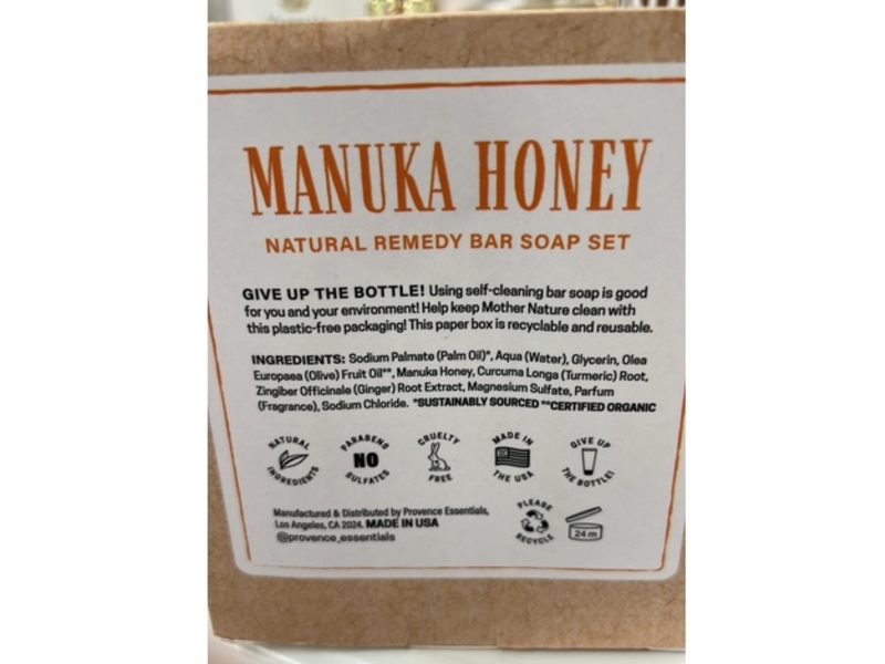 Provence Essentials Natural Remedy Bar Soap Set, Manuka Honey, 10oz/283 g
