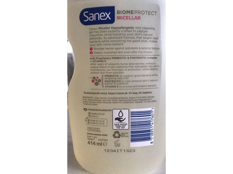 Sanex Biome Protect Micellar, Hypoallergenic, 414 mL, Pack Of 6