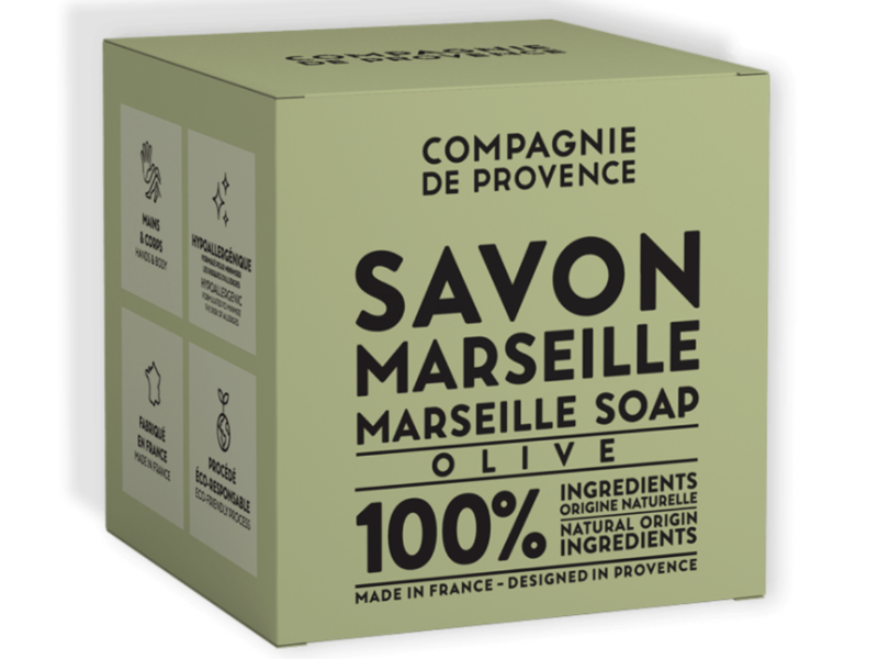 La Compagnie de Provence Savon Marseille Soap Cube, Olive, 400 g