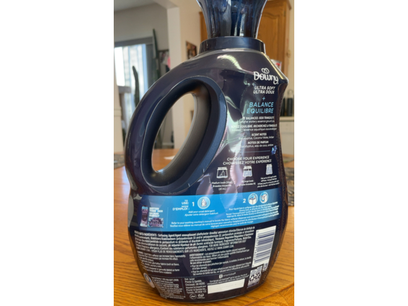 Downy Ultra Soft + Balance Fabric Softener, Crisp Rain & Blue Eucalyptus, 96 Loads, 64 fl oz/1.92 L