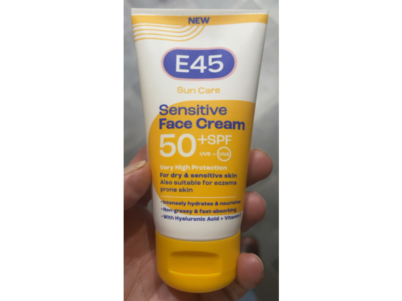 E45 Sun Care Sensitive Face Sunscreen Cream, SPF 50+, 1.69 fl oz/50 mL