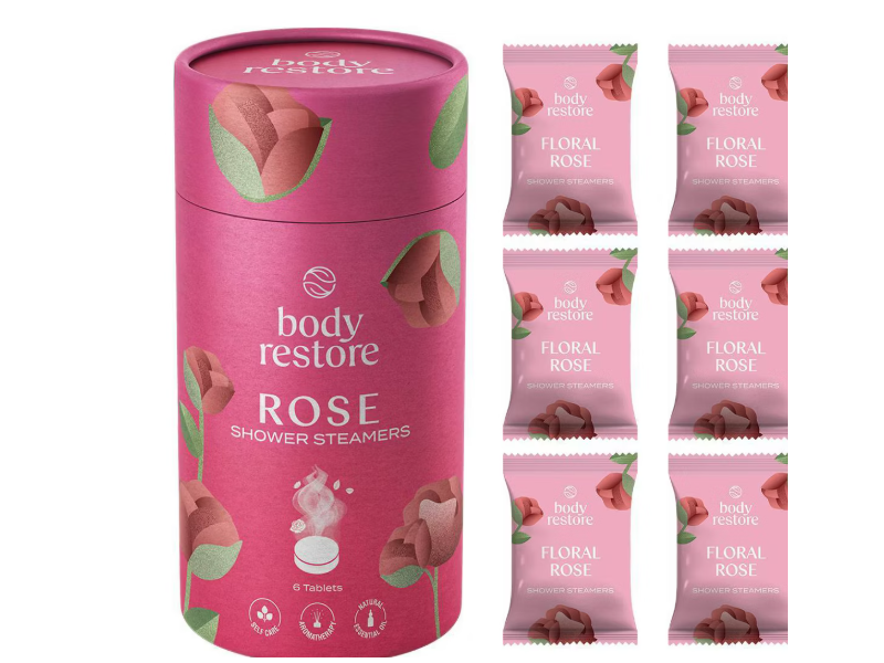 Body Restore Shower Steamers Tablets, Rose, 6 Count