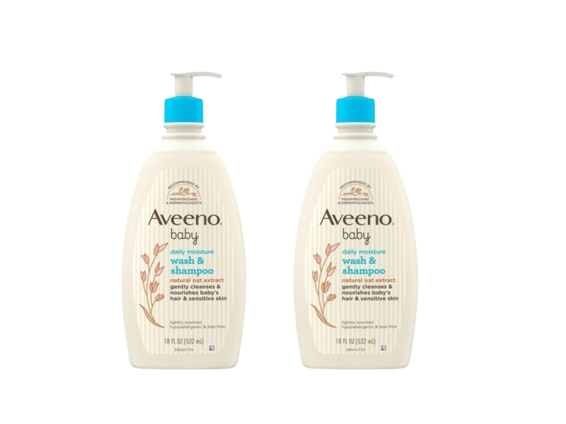 Aveeno Baby Daily Moisture Wash & Shampoo, 18 fl oz/532 mL, Pack Of 2