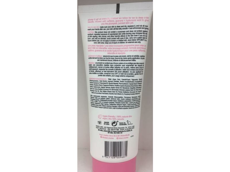 b.tan Plump Up The Bronze Gradual Tan Lotion, Caffeine, Guarana + Hyaluronic Acid, 8 fl oz/236 mL