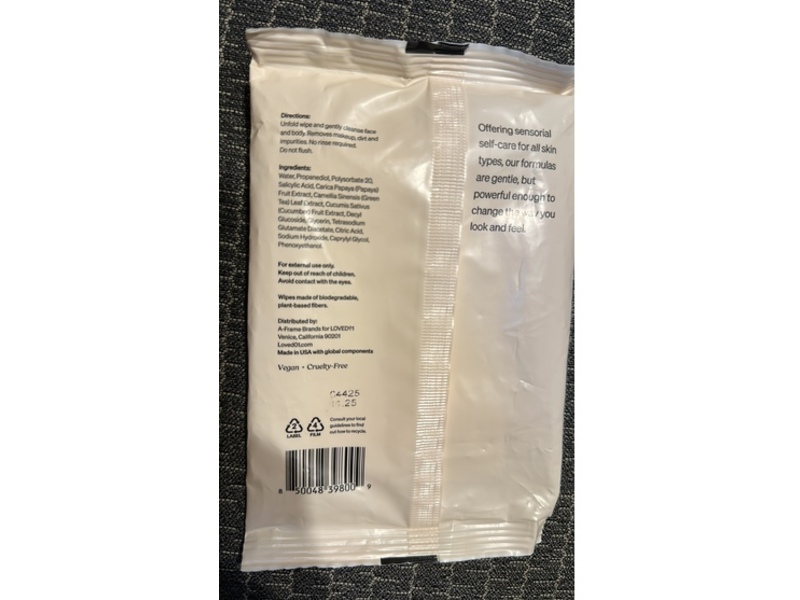 Loved01 Exfoliating Cleansing Wipes, 24 Count, Pack Of 3