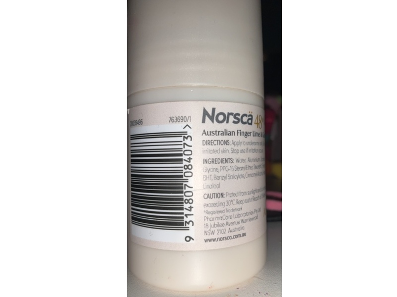 Norsca Australian Finger Lime & Gardenia Roll On Antiperspirants, 50 mL