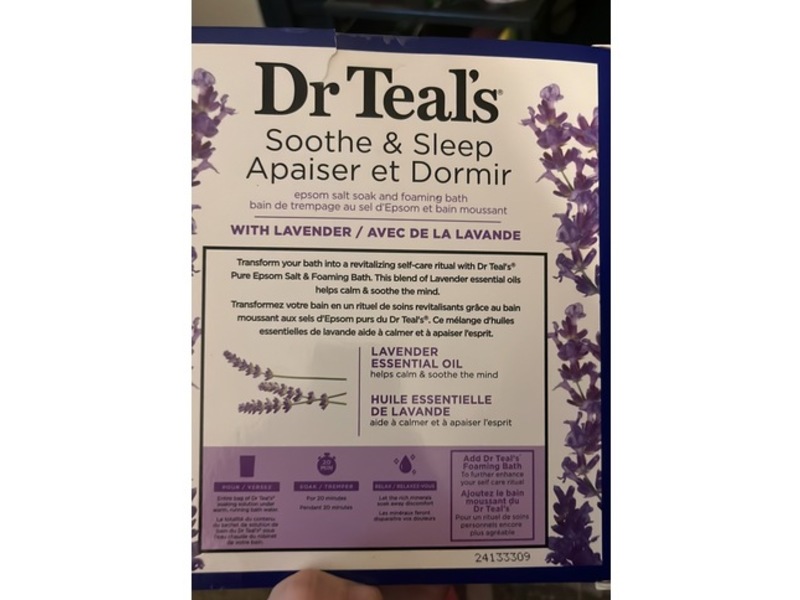 Dr Teal's Lavender Essential Oil Epsom Salt and Foaming Bath Sampler Set, 2 Piece, Off White
