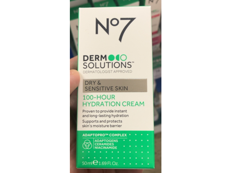 No7 Derm Solutions Hydration Cream, Adaptogens + Ceramides + Niacinamide, 1.69 fl oz/50 mL