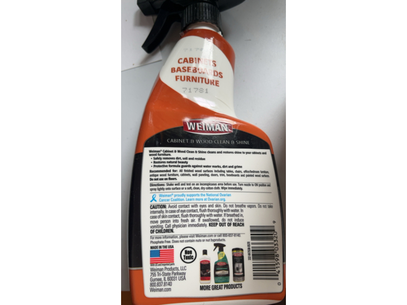 Weiman Cabinet & Wood Clean & Restores Shine, Almond, 16 fl oz/473 mL