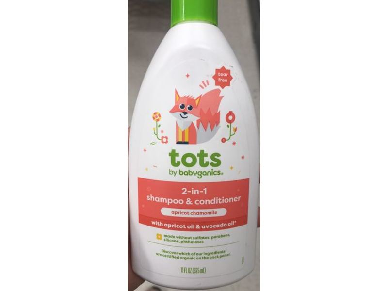 Tots By Babyganics 2 In 1 Shampoo & Conditioner, Apricot Chamomile, 11 fl oz/325 mL