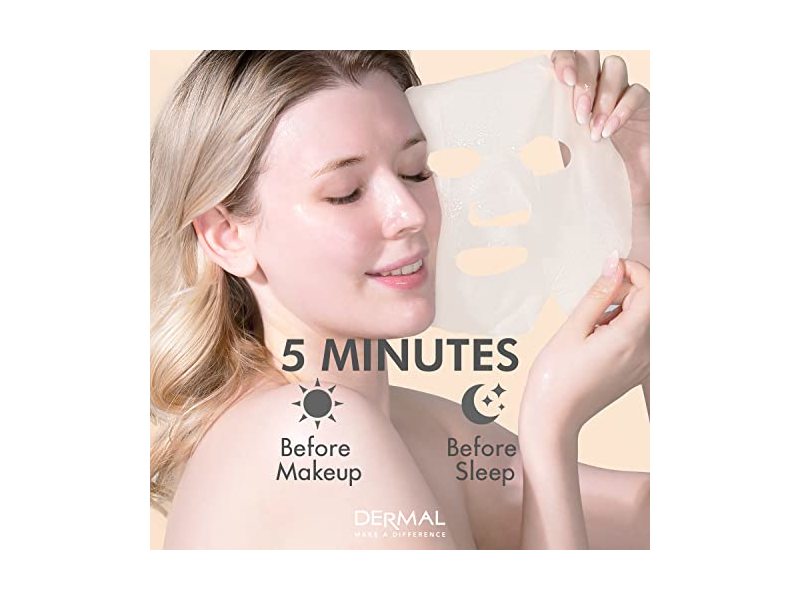 DERMAL 12 Set Collagen Essence Mask Sheet | Sodium Hyaluronate & Hydrolyzed Collagen |