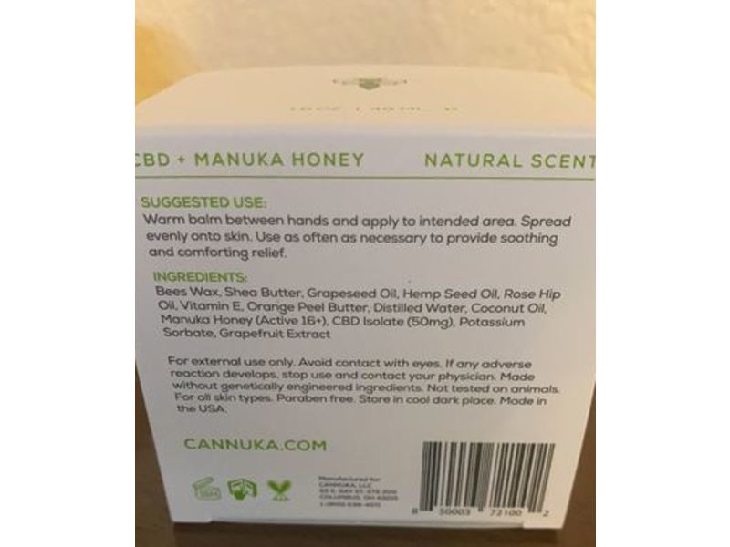 Cannuka Cbd Healing Skin Balm, Natural Scent, 1.6 oz / 45 g
